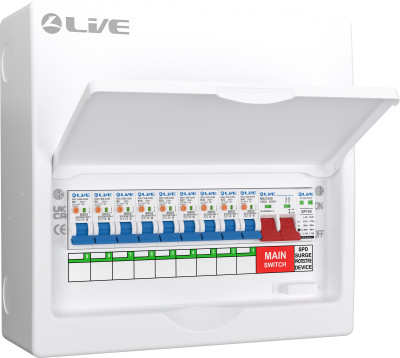 Live Electrical 8way SPD Surge Protection Consumer Unit Fuse Board + 8 RCBO's