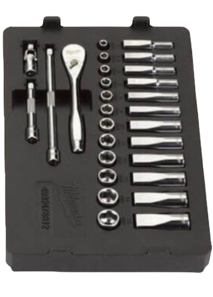 Milwaukee 4932478812 28 Piece Packout 1/4” Drive Metric Ratchet & Socket Set