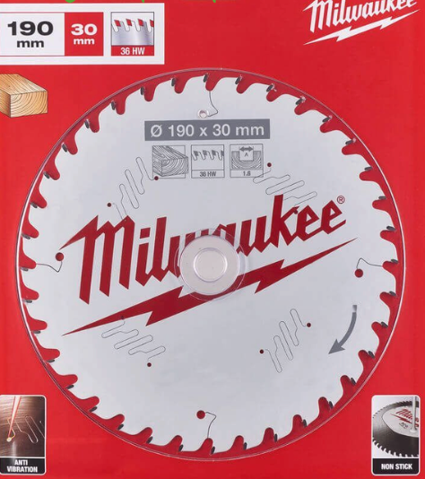 Milwaukee 4932471301 190mm x 30mm x 36TWood Circular Saw Blade
