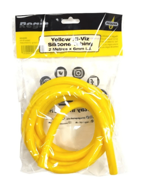 Regin Yellow Hi-Viz Silicone Tube 6mm 2mtr Pack For Premier & Other Gauges