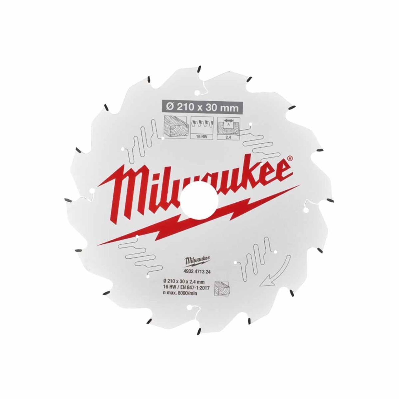 Milwaukee 210mm x 30mm x 16T Circular Saw Blade with Anti-Friction Coating