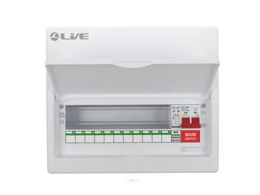 Live Electrical 10way SPD Surge Protection Consumer Unit Fuse Board + 10 RCBO's