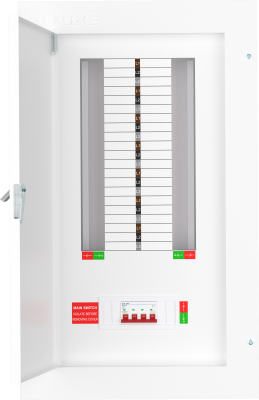 Live Electrical - TPN14-125 14 Way Three Phase Board c/w 125A Main Switch