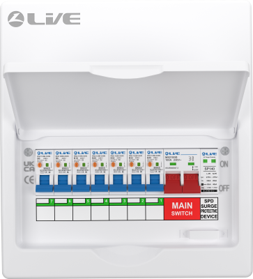 Live Electrical 6way SPD Surge Protection Consumer Unit Fuse Board + 6 RCBO's