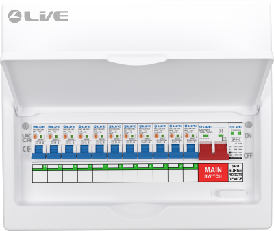 Live Electrical 10way SPD Surge Protection Consumer Unit Fuse Board + 10 RCBO's