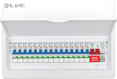 Live Electrical 14way SPD Surge Protection Consumer Unit Fuse Board + 14 RCBO's