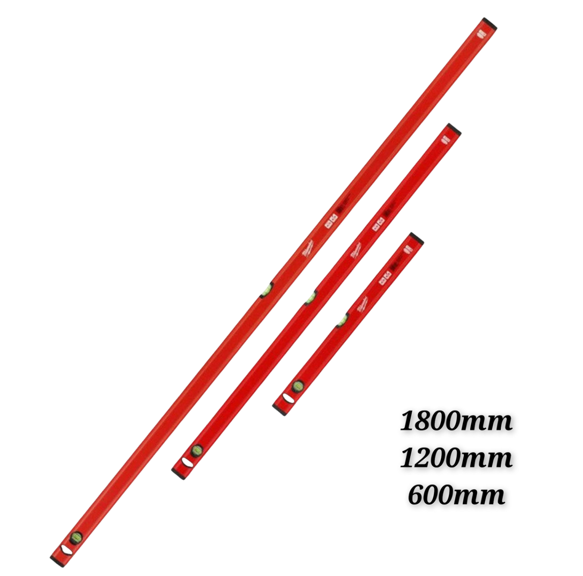 Milwaukee Slim Box Level Set - 600mm - 1200mm - 1800mm Triple Pack Of Levels