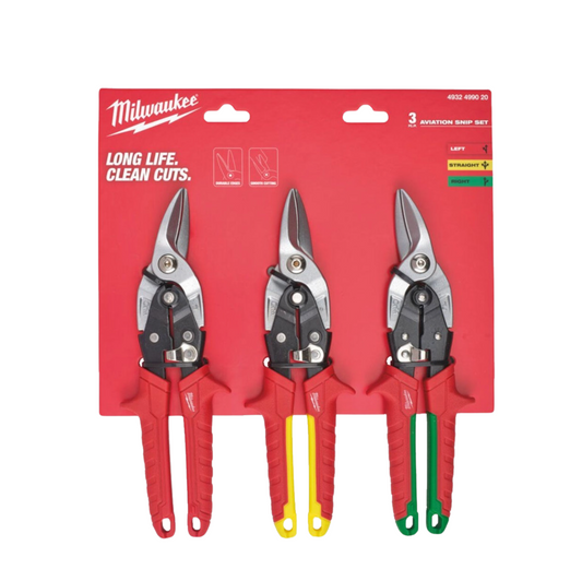 Milwaukee Triple Pack Aviation Snips New 2025 Version 4932499020