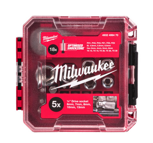 Milwaukee ¼″ Drive Compact Ratchet Set In PACKOUT™ Compatible Box 25pc