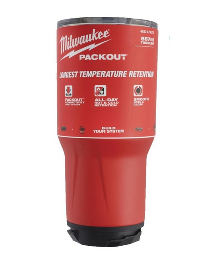 Milwaukee  PACKOUT Tumbler 887ml Red Thermal Mug Coffee Cup Keeps Hot All Day