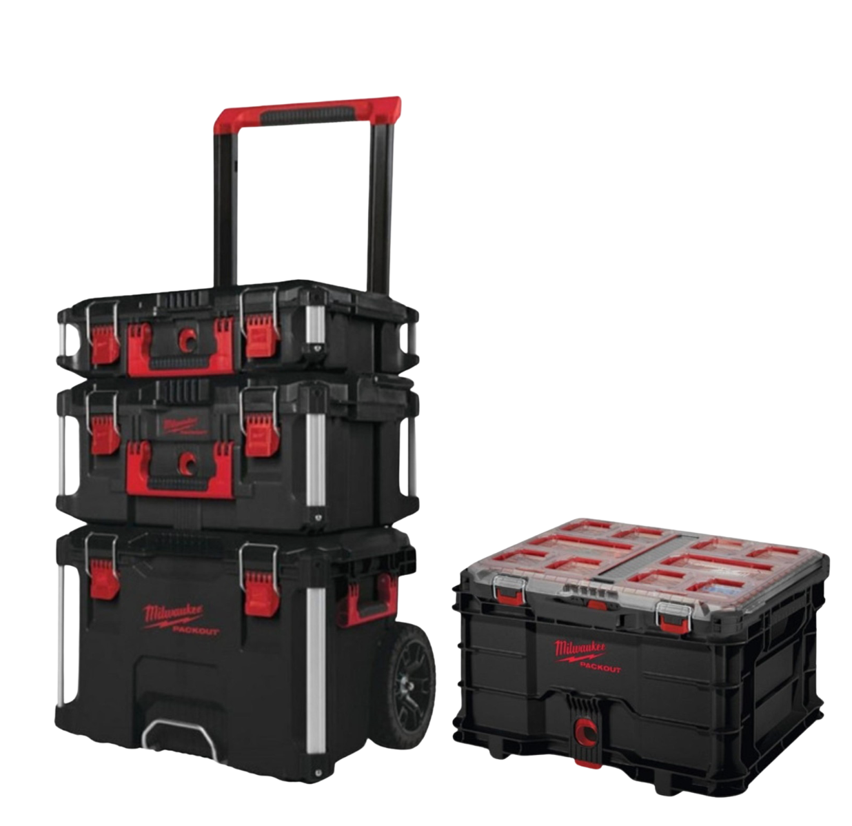 Milwaukee x PTM 5Pc Mega Packout Bundle 3Pc Set & Packout Crate + Slim Organiser