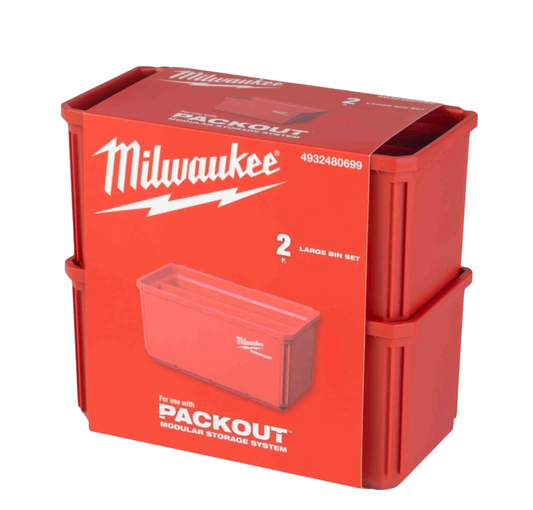 Milwaukee PACKOUT 2 Piece Nest Bin 10cm x 20cm Twin Set Of Boxes