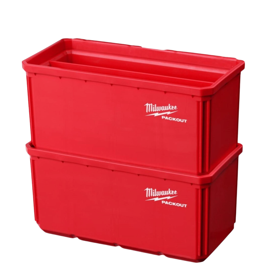 Milwaukee PACKOUT 2 Piece Nest Bin 10cm x 20cm Twin Set Of Boxes