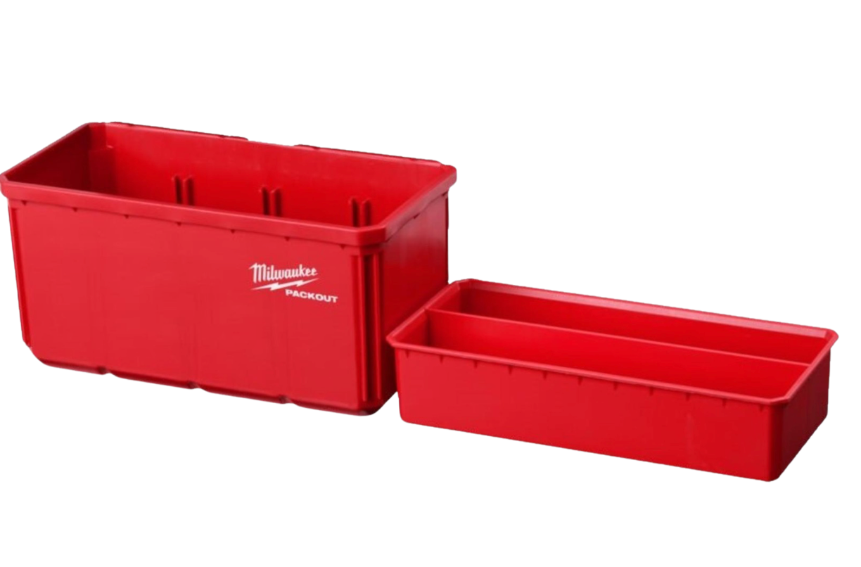 Milwaukee PACKOUT 2 Piece Nest Bin 10cm x 20cm Twin Set Of Boxes