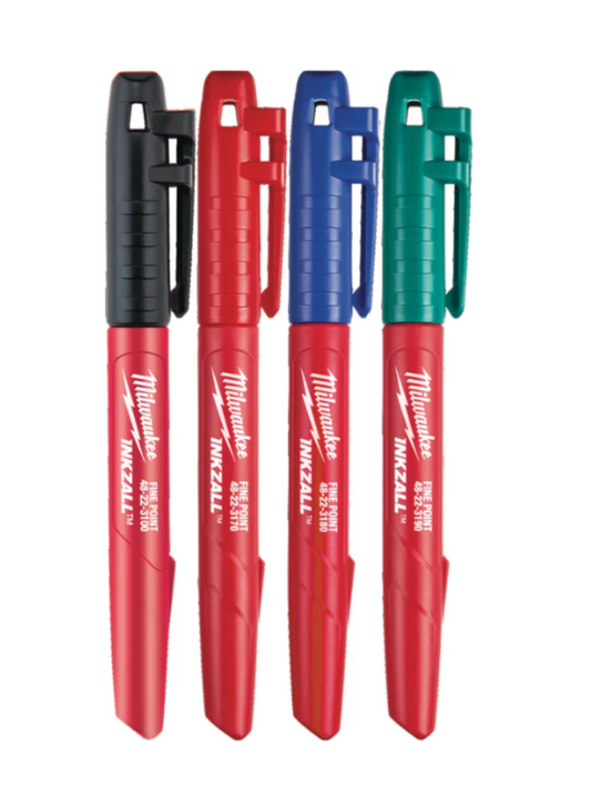 Milwaukee INKZALL  Inkzall Red Green Blue Black Marker Pen Set 4PK