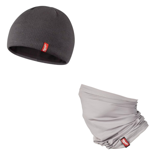 Milwaukee Grey Insulated Beanie Hat Fleece Lined  Grey Snood For Cold Enviroment