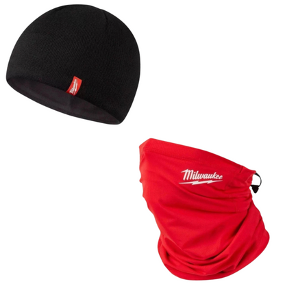 Milwaukee Black Insulated Beanie Hat Fleece Lined  Red Snood For Cold Enviroment
