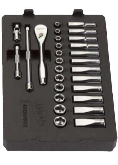 Milwaukee 4932478812 28 Piece Packout 1/4” Drive Metric Ratchet & Socket Set