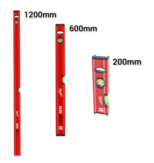 Milwaukee Redstick Slim Spirit Level Triple Set - 200mm 8" Level - 610mm 24"