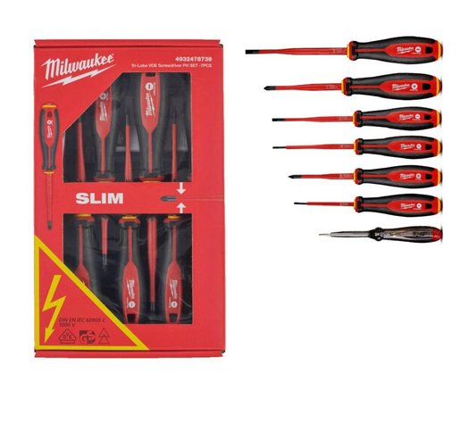 Milwaukee 4932478739 Tri-Lobe VDE Slim 7 Piece Screwdriver PH Set