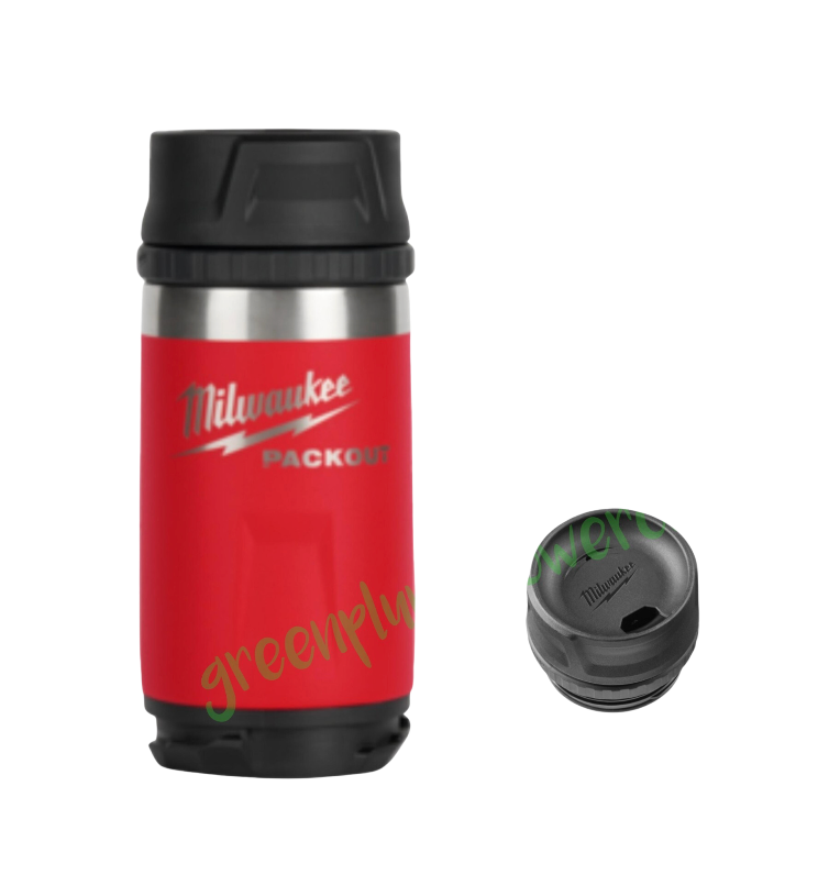 Milwaukee 355ml PackOut Red Insulated Bottle + Sip Lid Thermal Hot & Cold Drink