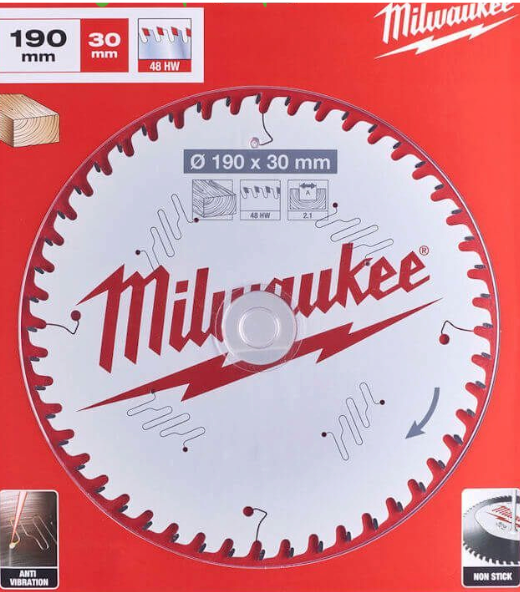 Milwaukee 4932471380 190mm x 30mm 48T TCT Wood Circular Saw Blade Wood