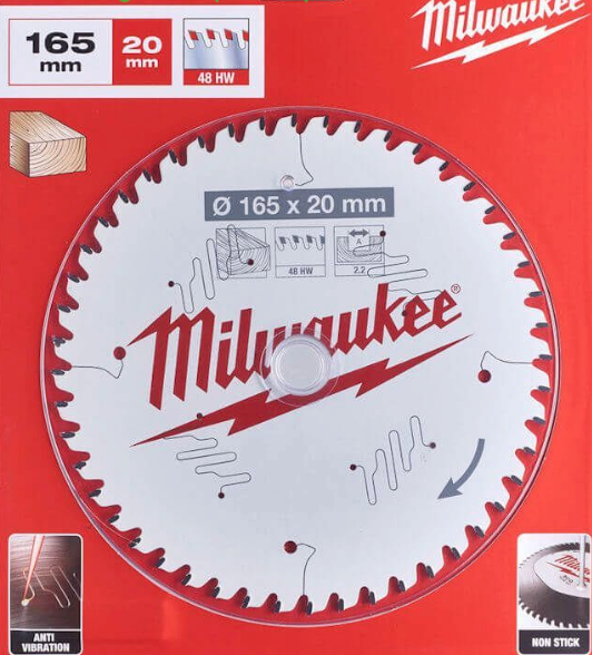 Milwaukee 4932471295 ATB Wood Circular Saw Blade 165mm x 20mm 48T