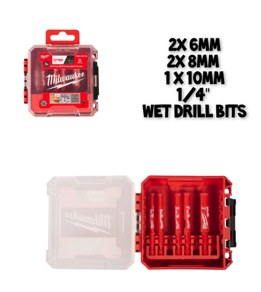 Milwaukee  5pc Diamond Max Drill Bit Set 2 x 6mm 2 x 8mm 1 x 10mm