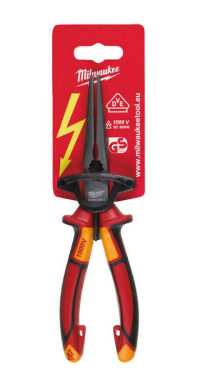 Milwaukee VDE Long Round Nose Pliers 205mm Long Nose Dogs