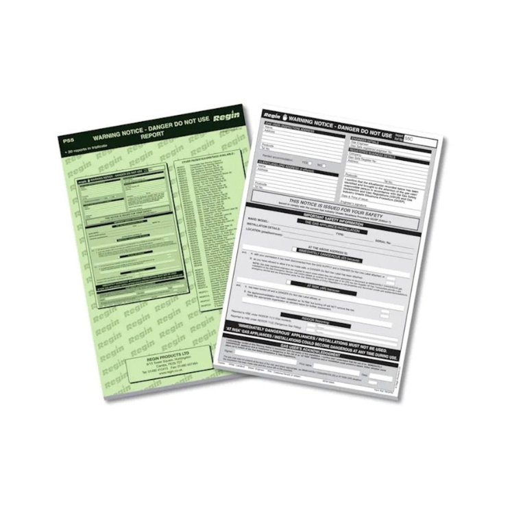 Regin DO NOT USE Gas Safety Warning Notice Landlord Property Report Pad REGP55