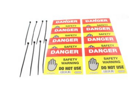 Regin Packet of 8 Danger Do Not Use Stickers/Tag + Cable Ties