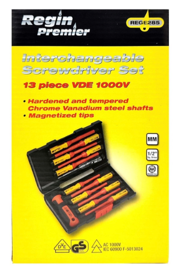 Regin VDE Interchangeable 13pc Screwdriver Set In Hard Case 1000v Insulated