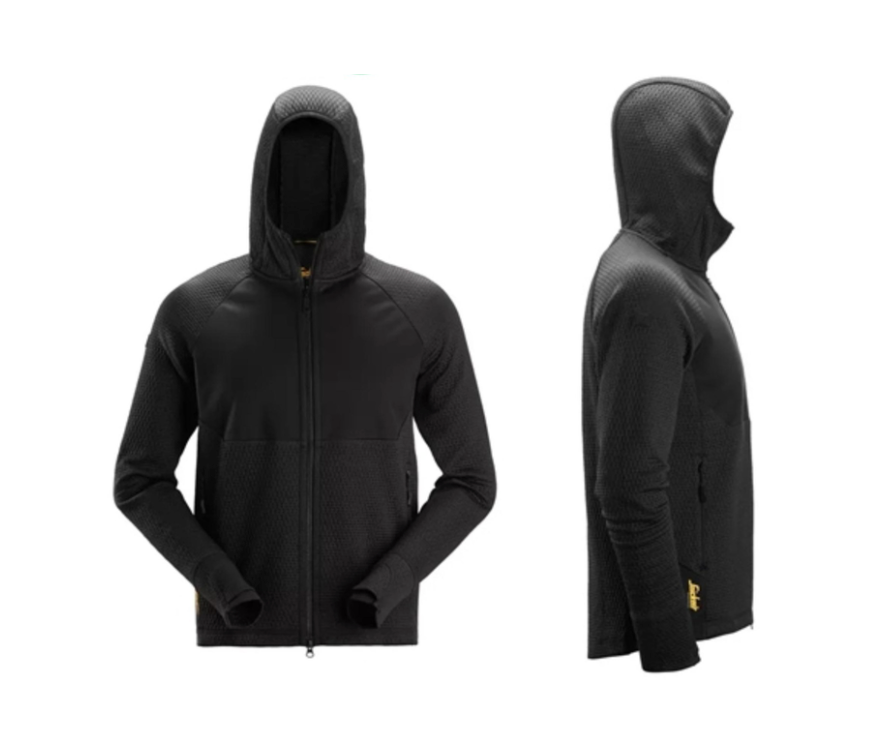 Snickers 8405 Flexiwork Full-Zip Mid layer Hoodie Jacket Thermal - Black XXL
