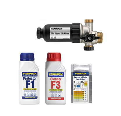 FERNOX TF1 Sigma UB Inline Filter 22mm Under Boiler Magnetic Trap Installer Pack
