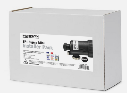 Fernox TF1 Sigma Mini Filter Installer Pack F1 Inhibitor F3 Cleaner Test Strip's