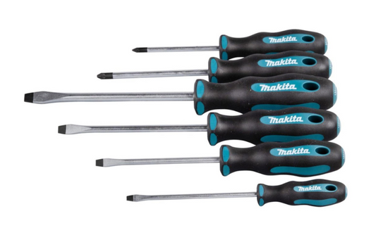 Set of Makita screwdrivers on a white background