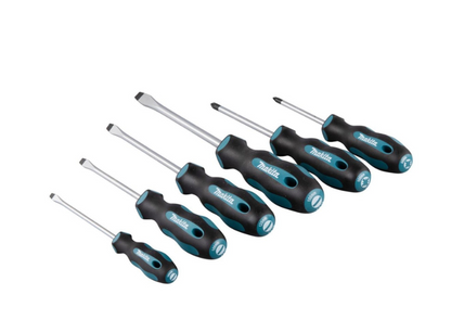 Set of Makita screwdrivers on a white background