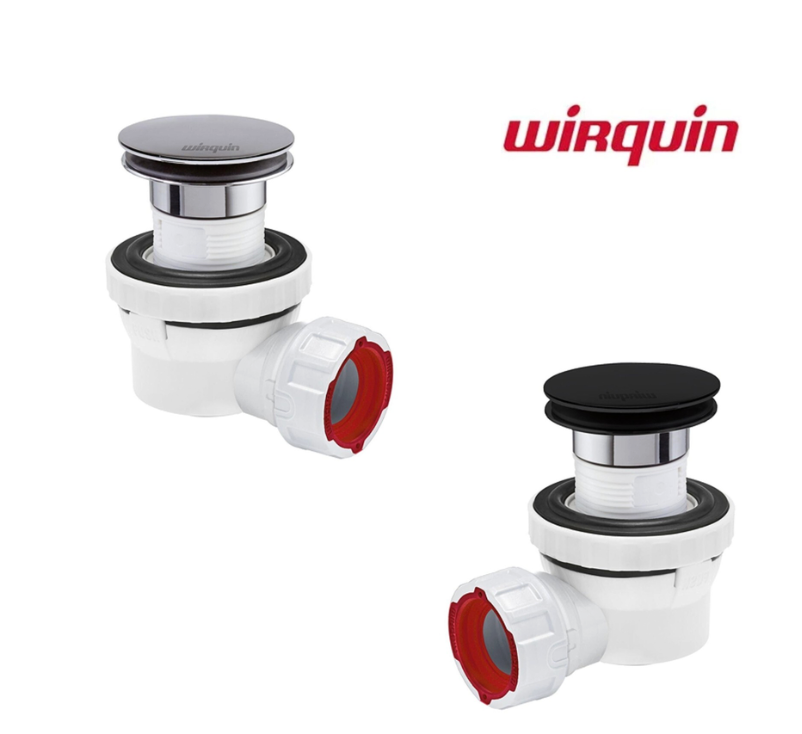 Wirquin Nano 6.7 Waste Trap Click Clack Slimline Furniture Chrome or Matt Black