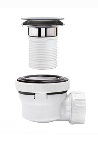 Wirquin Nano 6.7 Waste Trap Click Clack Slimline Furniture Chrome or Matt Black