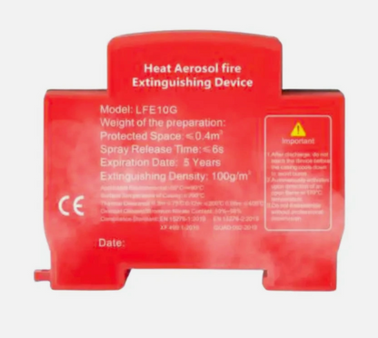 Live Electrical DIN Rail Aerosol Fire Extinguisher for Consumer Units LFE10G