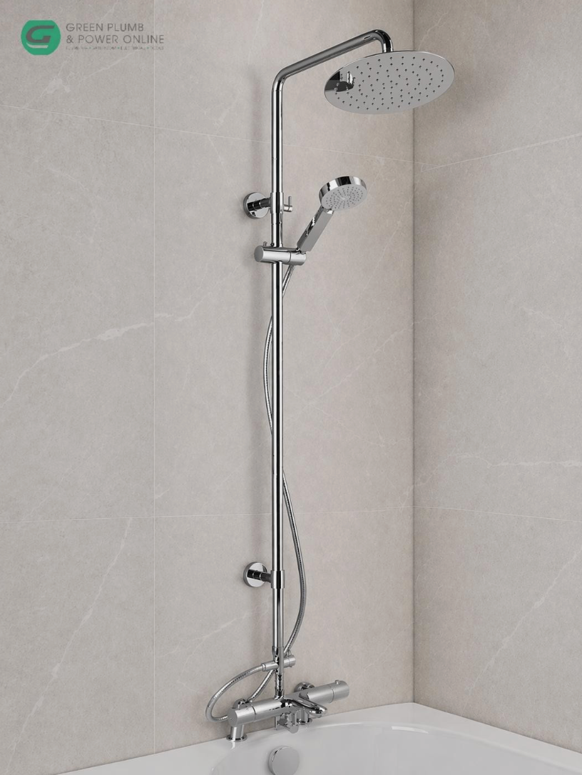 Velato Deck Mounted Thermostatic Bath Shower Mixer & Adjustable Riser Chrome