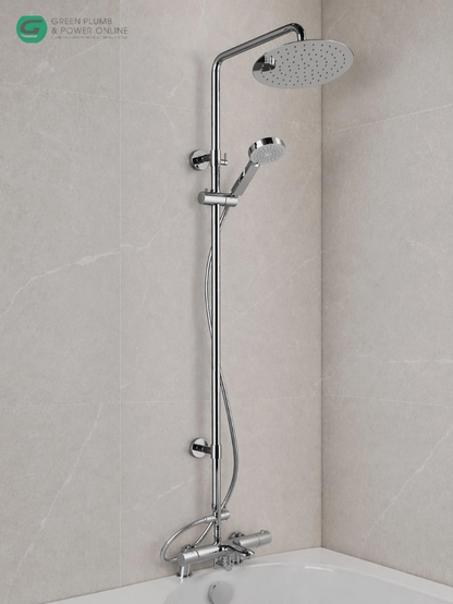 Velato Deck Mounted Thermostatic Bath Shower Mixer & Adjustable Riser Chrome
