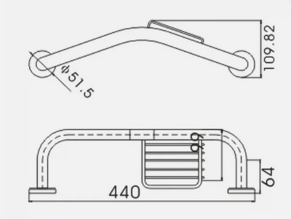 Velato 410mm Angled Grab Rail with Soap Dish Chrome Concealed Fixing