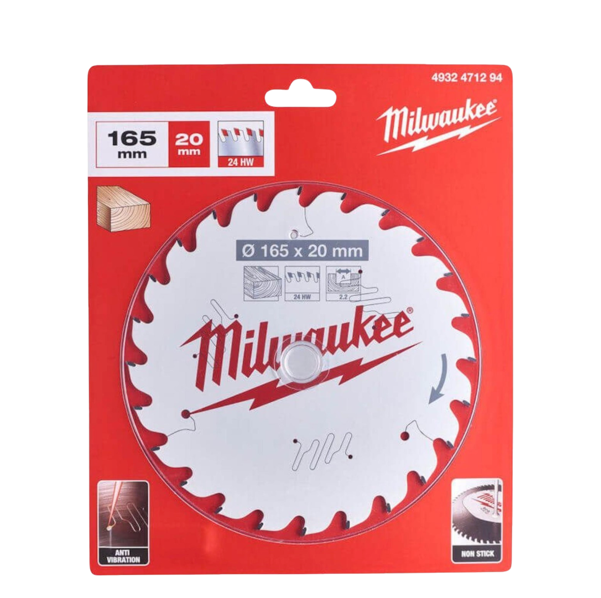 Milwaukee 4932471294 165mm x 20mm x 24T x 2.2mm Circular Saw Blade For Wood