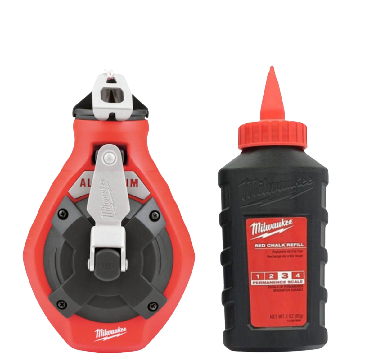 Milwaukee Fine Line Chalk Reel and Red Chalk Refill 100ft 30mtrs