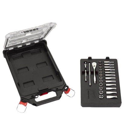 Milwaukee 4932478812 28 Piece Packout 1/4” Drive Metric Ratchet & Socket Set