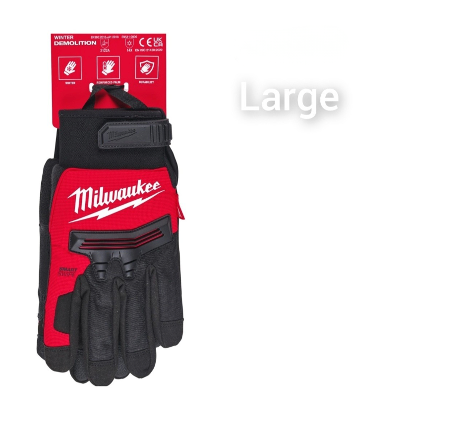 Milwaukee Winter Demolition Work Gloves Padded Insulated M L XL XXL
