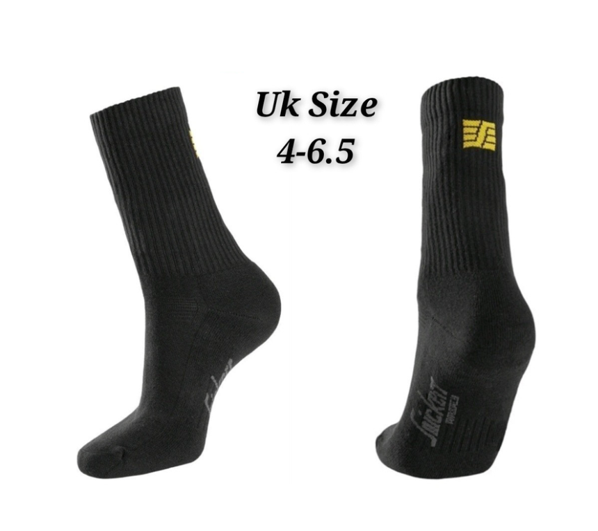 Snickers Cotton Logo Work Socks Black - All Sizes Available Uk 4 - 13 - 3 Pack
