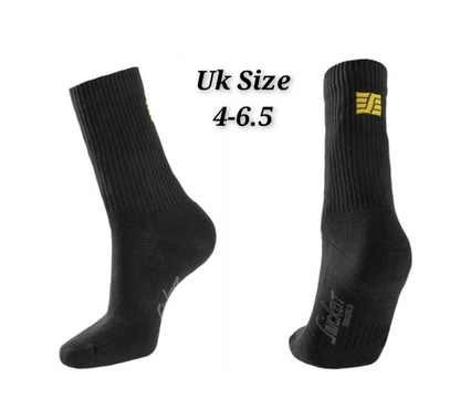 Snickers Cotton Logo Work Socks Black - All Sizes Available Uk 4 - 13 - 3 Pack