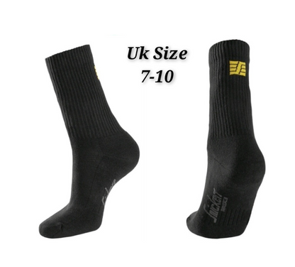 Snickers Cotton Logo Work Socks Black - All Sizes Available Uk 4 - 13 - 3 Pack